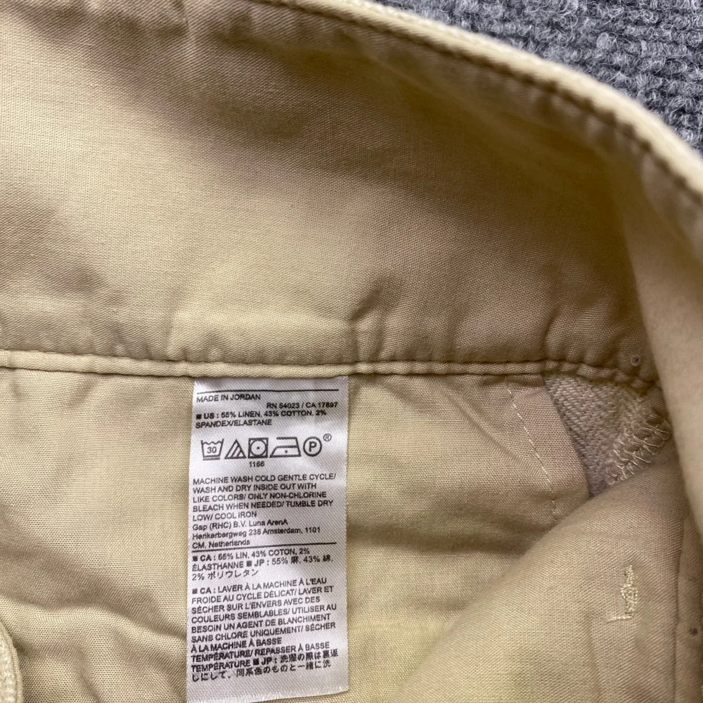 Banana Republic Petite 00 Linen Blend Herringbone Pleated Tapered Pants Beige